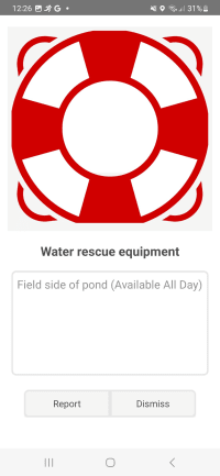 Screenshot of what appears when you report damaged or broken equipment on the GoodSAM app