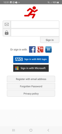 A screenshot of the log-in page of the GoodSAM app
