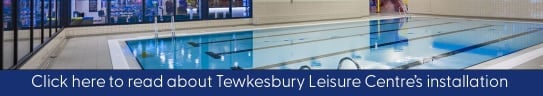 Photo of Tewkesbury Leisure Centre who have installed Assisted Lifeguard Technology with the wording click here to book a demo