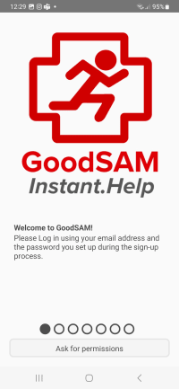 A screenshot of the home page of the GoodSAM app